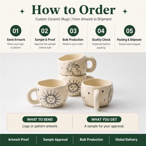 Taza <span class=keywords><strong>de</strong></span> Café <span class=keywords><strong>de</strong></span> Cerámica con Diseño <span class=keywords><strong>de</strong></span> <span class=keywords><strong>Sol</strong></span>, Luna y Estrellas, Acabado Mate, Personalizable con Logotipo, para Hogar, Cocina, Cafetería, Oficina, Tienda <span class=keywords><strong>de</strong></span> Regalos, Venta al Por Mayor - Product Image 5
