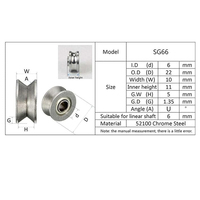 Roulements de rail de guidage SG66 U roulement à rouleaux de piste de rainure pour Machine textile 6*22*11*10mm