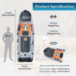Kayak de Pesca Modular de 2.9M para 1 Persona, con Pedales Desmontables y Plegables, Motorizado, de HDPE, para Surf - Product Image 5