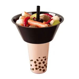 Factory Cinema Favor Salad Popcorn Milk Tea Injection Cup Fruit Salad Plastic Cup With Snack Holder