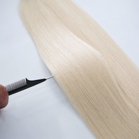 Extensions de cheveux à bandes adhésives double épaisseur de qualité supérieure, blond platine, 100% cheveux humains, extensions Remy, couleur ivoire