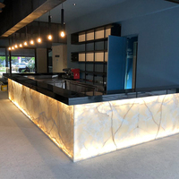 Comptoir de bar rétroéclairé moderne sur mesure avec éclairage pour usage commercial dans les hôtels, restaurants, clubs, bars à domicile - Couleur pierre noire