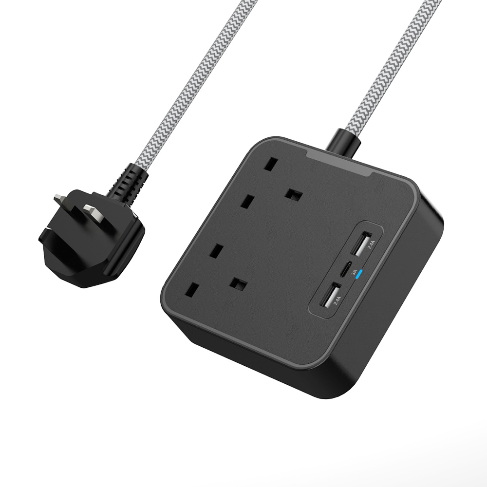 2-полосная розетки мощность полосы свинцовый шнур-удлинитель с USB C настенной розетке удлинитель 1,5 м плетеный шнур для домашнего офиса