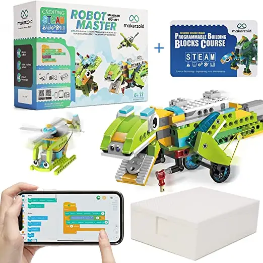 Makerzoid STEAM Programming Legoing Building Blocks Sets Robot Master (Standard), App-controlled Coding Robot for Kids