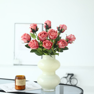 New Porsche <b>Rose</b> Artificial Flower Bouquet Silk <b>Rose</b> High Simulation Home Decor Wedding Props - Product Image 2