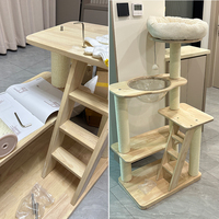 Tempat Tidur Kucing 2 in 1 Tiang Garukan Sisal Tahan Lama dengan Mainan Bola Bulu untuk Anak Kucing, Rangka Panjat Dalam Ruangan, Mainan Kucing, Pohon Kucing