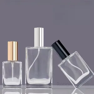 Wholesale Cosmetics Packaging Bottle Custom Pump Perfume Spray Bottle 15ml 30ml 60ml Rectangular Glass Perfume Bottle