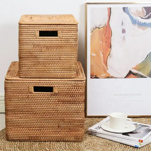 Cesta de mimbre Natural Rectangular, decoración del hogar, juguetes para niños, cestas de almacenamiento, accesorios de cocina para frutas, cesta de lavandería de Hotel - Product Image 4