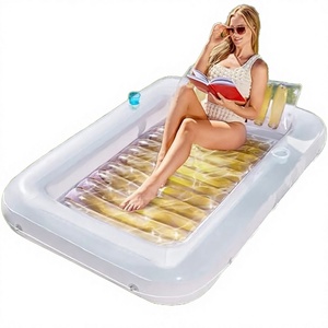 SLOOSH PVC Inflatable Tanning Pool 105-136x46 Inch <b>Large</b> Air Mattress Adults <b>Pillow</b> 4-in-1 Sun Lounger Bath Bed Party Gift - Product Image 2