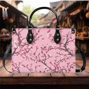 Bolso de cuero PU con patrón de flor de cerezo para mujer POD Dropship Luxury Lady Tote Bag - Product Image 3