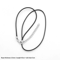 Cordon de collier en cuir coloré HP0180, cuir tressé noir de 2 mm avec fermoir à griffe argenté, composants de fabrication de colliers DIY