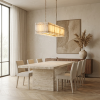 Lustre rectangulaire YH Wabi-Sabi en albâtre naturel espagnol, luminaire suspendu en marbre pour îlot de cuisine, lampe de plafond LED d'intérieur
