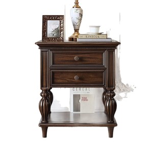 Mesita de noche moderna Retro americana, armario de almacenamiento de madera maciza para dormitorio, armario de almacenamiento grande/pequeño de nogal negro para dormitorio - Product Image 5