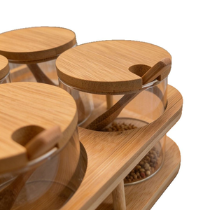 Juego de Recipientes para Condimentos de Vidrio de Borosilicato con Tapas de Bambú, Recipientes de Vidrio para Almacenamiento en la Cocina del Hogar - Product Image 4