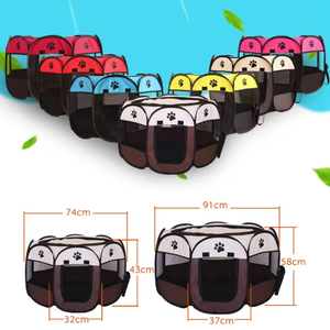 กรงสุนัขพับได้แปดเหลี่ยมพับได้พร้อมถาดพลาสติกสำหรับสุนัขและแมว - Product Image 6