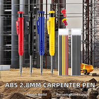 Crayon de charpentier en métal ABS professionnel 2.8MM Logo personnalisé mécanique tête longue trou profond stylo à bois avec plomb de dureté 2B