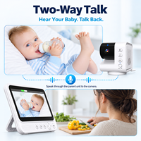 Kit Monitor Bayi 7 Inci 720P dengan Kamera, Layar Orang Tua, Dua Adaptor Daya, Kabel USB, dan Buku Panduan Pengguna ABM790