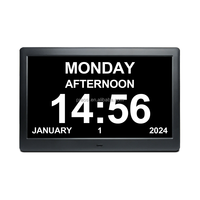 Jam Dinding Digital 10 Inci Besar, Kalender, Jam Analog, Layar Meja, Jam Alarm untuk Perawatan Demensia