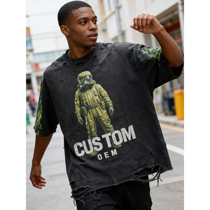 Camiseta de Hombre Estilo Streetwear, Oversize, Corte Cuadrado, Personalizada OEM, 100% Algodón, Lavado Ácido, Estilo Vintage Desgastado, Impresión Digital - Product Image 3
