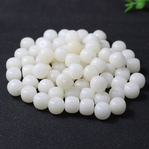 Perles de jade blanc en forme de baril 10x11mm 11x12mm, perles rondes en pierre lâche pour la fabrication de bracelets - Product Image 2