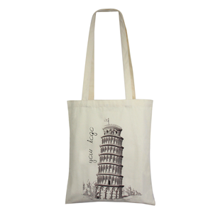 Bolsa de compras promocional reutilizable impresa a granel al por mayor Bolsa de asas de algodón natural con impresión en blanco - Product Image 3