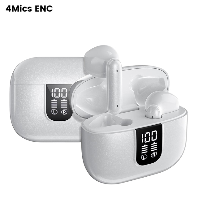 Hi-Fi Sound Quality Wireless Earbuds with 4Mics ENC Noise Cancellation