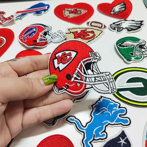 تصميم جديد رقعة تطريز NFL شعار فريق كرة القدم رقعة تطريز الحديد على القبعات حقائب الملابس