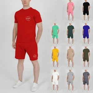 Conjunto de camiseta y pantalones cortos de algodón con logotipo de impresión digital personalizado para hombre, Conjunto de camiseta y pantalones cortos suaves unisex - Product Image 1