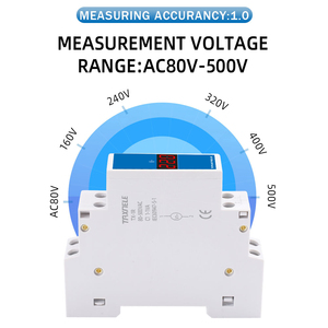 Din Rail 18 mét một pha ba pha Điện áp Meter AC 80-500V 220V 380V Modular Vôn kế Đo Chỉ số LED hiển thị kỹ thuật số - Product Image 4