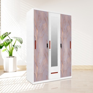 Tres muebles de gabinete de acero de impresión dormitorio <span class=keywords><strong>espejo</strong></span> ropa armario 3 puertas armario de metal almirah diseños <span class=keywords><strong>con</strong></span> <span class=keywords><strong>precio</strong></span> almirah - Product Image 1