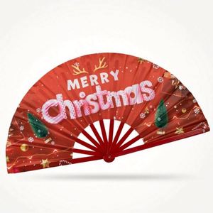 Hot Sale 13 Inch <b>Large</b> Bamboo Folding Hand <b>Fan</b> Custom Logo Printed Paper Material with Painted Decoration for Weddings - Product Image 4