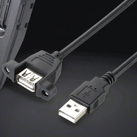 Kabel ekstensi USB 2.0 kustom dudukan Panel sekrup pria ke Wanita 30cm 50cm 1m 1.5m 2m 3m 5m Foil jalinan Transfer Data komputer