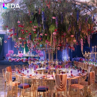 LEDA Support floral moderne de luxe en fer doré, grand présentoir suspendu pour mariage, événement, fête, toile de fond d'anniversaire, Nouvelle Arrivée