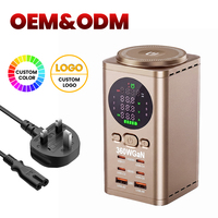 Pengisi Daya Nirkabel Multi-Port GaN 360W yang Dapat Disesuaikan dengan Layar Daya, Pengisian Magnetik PD, Pengisi Daya Desktop 7-in-1 untuk Kamera