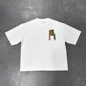 Embroidery Cotton Custom 3D Logo Printed Oversized 260 <strong>300</strong> GSM Wholesale Cuostom T Shirt for Men - Product Image 1