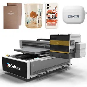 Giftec Hoge Kwaliteit 6090uv Printer Print Machine Glazen Fles Beker Pen Telefoonhoesje Metaal A1 Flatbed Groot Formaat Inkjet Printers