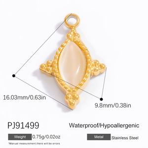Accesorios de Joyería Hechos a Mano con Piedra Natural y Baño de Oro de 18K, Dijes de Moda de Acero Inoxidable para DIY - Product Image 2