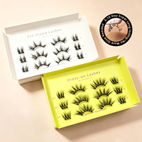 Cils en bande pré-collée à courbure naturelle, style bureau, usage quotidien, effet wispy, marron, résistants à l'eau, courbure personnalisée, approvisionnement en gros Europe B2B