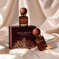 Emballage de luxe personnalisé pour flacons de parfum vides en ambre de 30 ml, 50 ml, 100 ml, cylindriques, portables, avec atomiseur et bouchon.