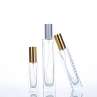 Flacon de parfum rectangulaire en verre transparent, vaporisateur, 10 ml, avec couvercle rose gold et argenté