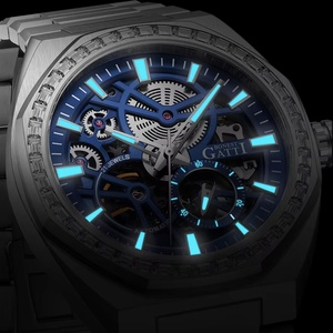 BG8801 Automatic Movement Luxury Mechanical Wristwatch Sapphire Crystal Luminous Skeleton Dial <b>Diamond</b> Bezel <b>Watch</b> - Product Image 5
