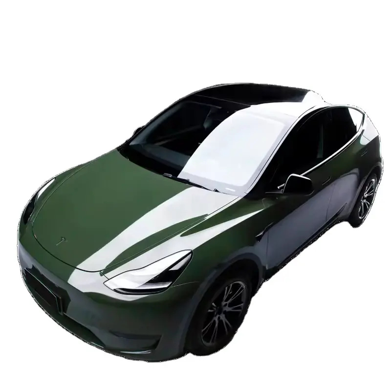 Papel de embrulho para carro em vinil, papel de embrulho para veículos, cristal verde oliva escuro de 1.52*18m, novo com suporte para animais de estimação