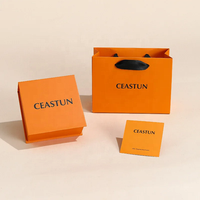 Kotak Perhiasan Mewah dengan Logo Kustom, Laci Magnetik, Kertas, untuk Cincin, Kalung, Gelang, Anting, Set Kotak dengan Tas Kain dan Tas Tangan untuk Kemasan Perhiasan