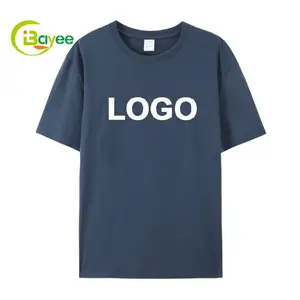 Camisetas de algodón para hombre, Camiseta lisa de alta calidad con cuello redondo, diseño frontal y trasero con Logo personalizado, venta al por mayor