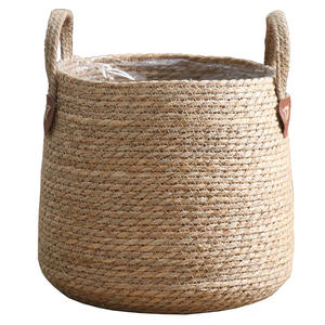 Ensemble de pots de fleurs d'intérieur ronds Plateau de pépinière tissé en paille simple pour la décoration de la maison pour petites plantes en pot - Product Image 1
