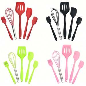Wholesale Heat Resistant 5-piece Eco-Friendly <b>Silicone</b> Spatula <b>Set</b> with Custom Logo Non-stick <b>Kitchen</b> <b>Utensils</b> - Product Image 5