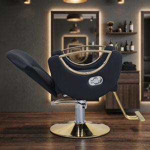 Sillón de Barbería Hidráulico de Acero Inoxidable Negro, Silla Reclinable para Corte de Cabello con Inclinación, Muebles Modernos para Salón - Product Image 6