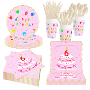 DAMAI - Artículos para Fiestas de Cumpleaños, Platos Negros y Dorados de 300 GSM, Servilletas Azules, Recuerdos para Fiestas de Cumpleaños, para 8 Personas - Product Image 2
