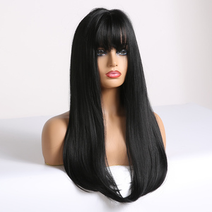 Ensemble de perruque longue droite noire mat haute température soie Limated Texture de cheveux prix inférieur perruque Hiar - Product Image 2