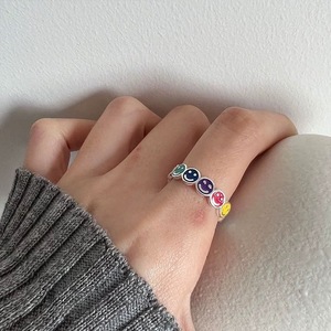 Rainbow Smiley Face <b>Ring</b> S925 Sterling Silver <b>Open</b> Design Unisex Everyday Wear Index Finger <b>Ring</b> - Product Image 1